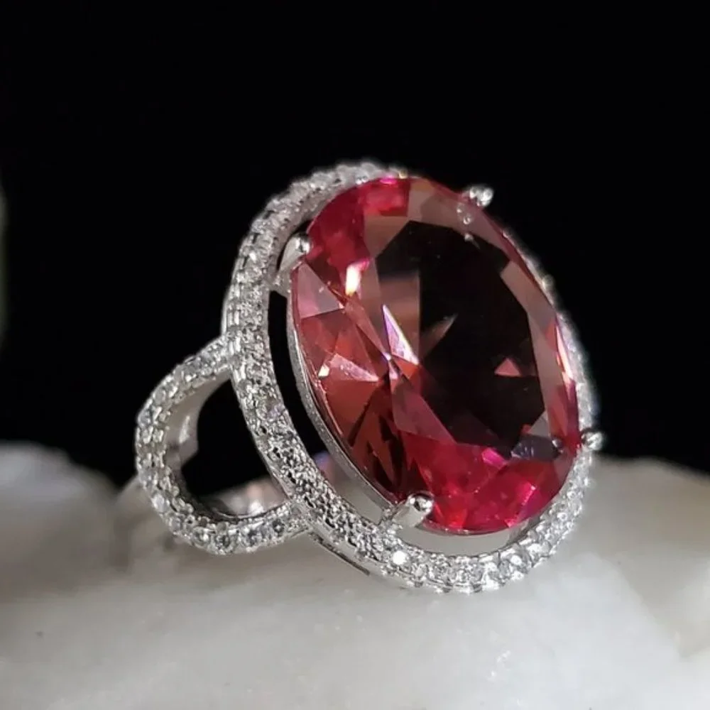 Sterling Silver 925 Ring Alexandrite Stone White Topaz Unique Silversmith